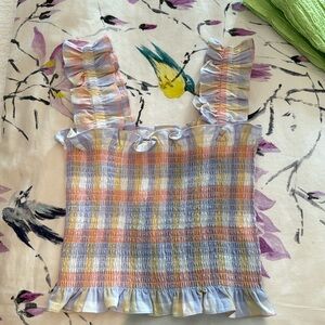 Amanda Uprichard cute smocked tank, NWOT